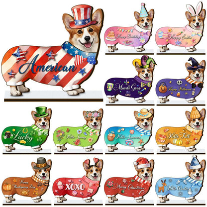 Hot Sale🔥Interchangeable Magnetic Seasonal Pet Wooden Sign | Multi-Animal Styles for Table Decor, Perfect Holiday & Birthday Gift for Pet Lovers